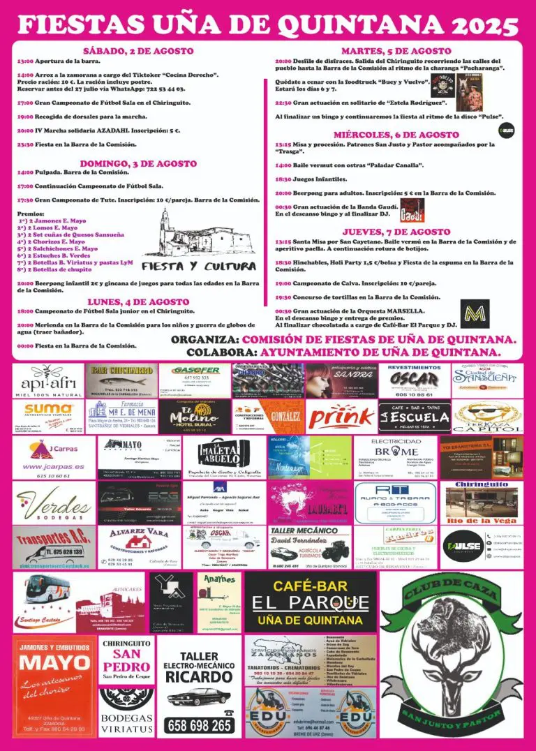 FIESTAS DE🎉 UÑA DE QUINTANA 2025 – ¡UNA SEMANA DE FIESTAS, SABOR Y MÚSICA EN VIVO! 🔥