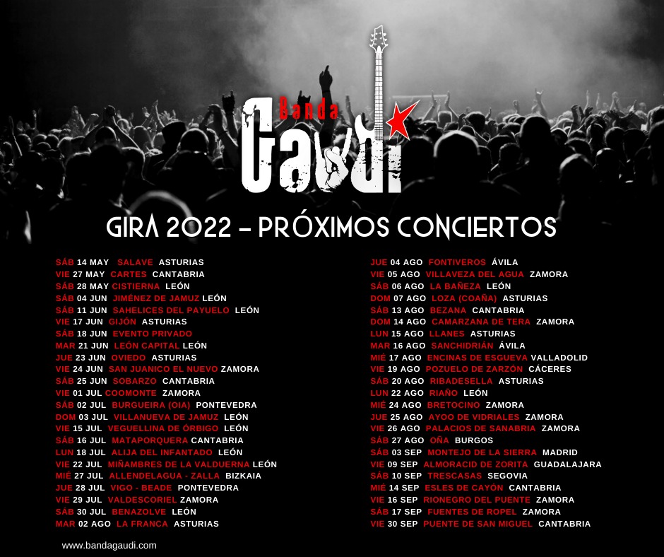 En este momento estás viendo Calendario de conciertos 2022- Acualización de Mayo