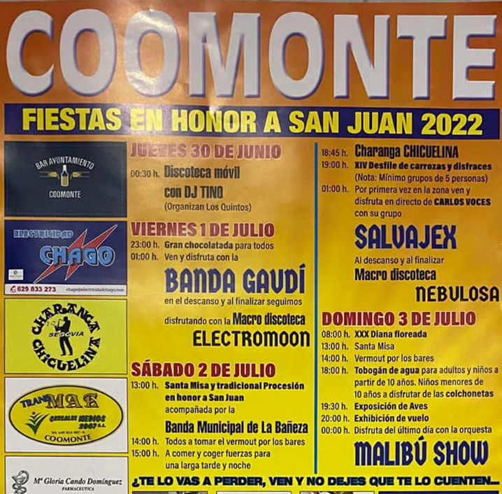 Cartel de fiestas de Coomonte 2022