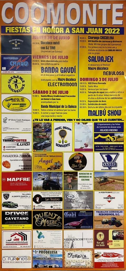 Cartel de fiestas de Coomonte 2022