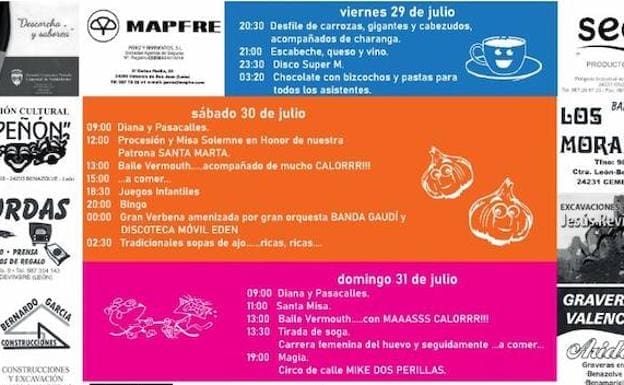 En este momento estás viendo FIESTAS DE SANTA MARTA EN BENAZOLVE (LEÓN) 2022 DEL 29 AL 21 DE JULIO