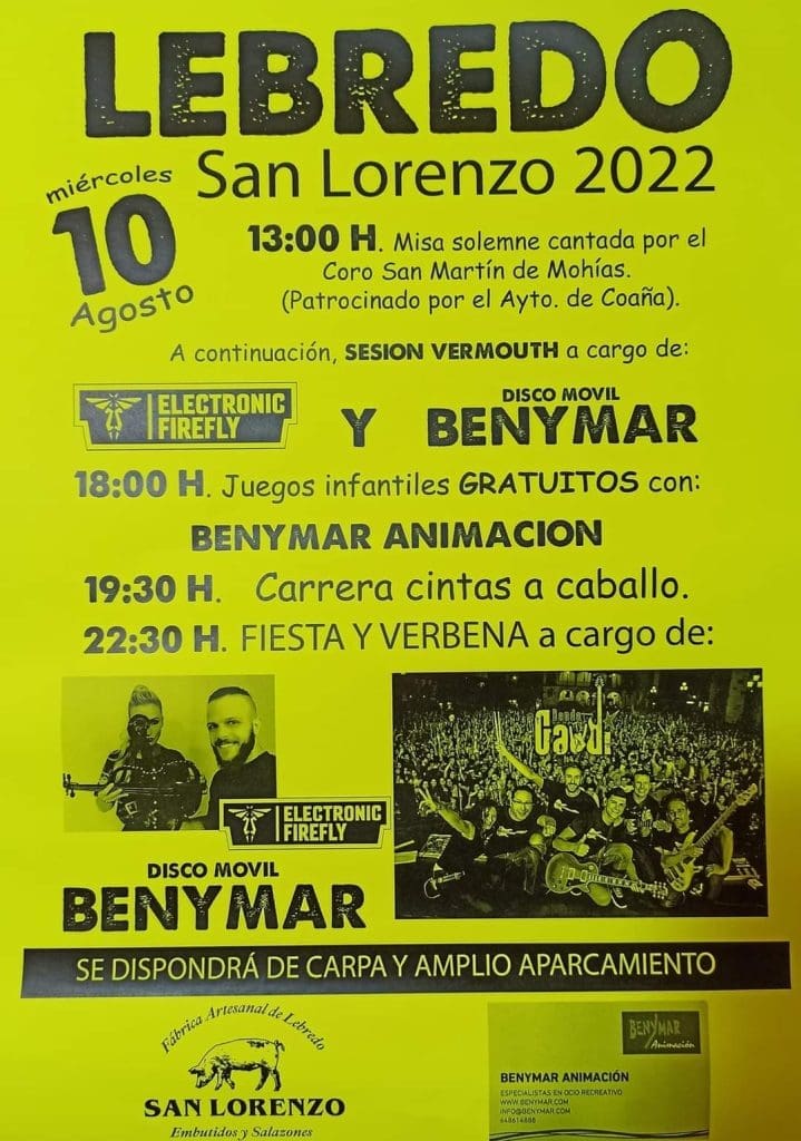 Lee más sobre el artículo FIESTA DE SAN LORENZO EN LEBREDO (ASTURIAS) MIÉRCOLES 10 DE AGOSTO