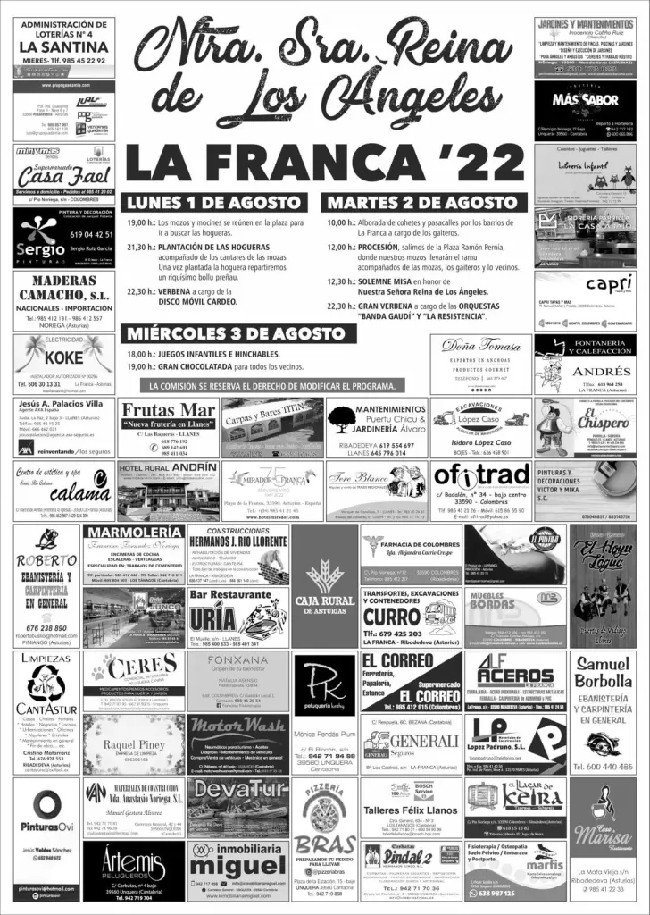 Programa de fiestas de La franca 2022