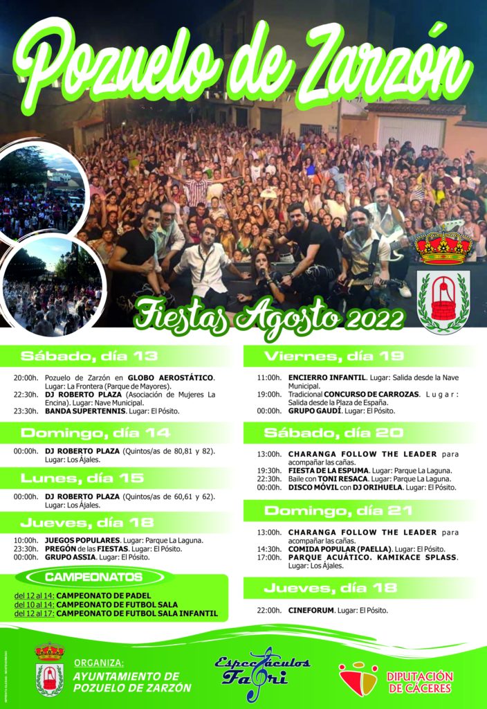Programa de fiestas Agosto de Pozuelo de Zarzón 2022