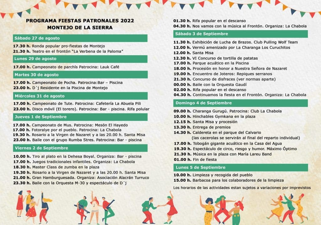 PROGRAMA DE FIESTAS MONTEJO DE LA SIERRA 2022