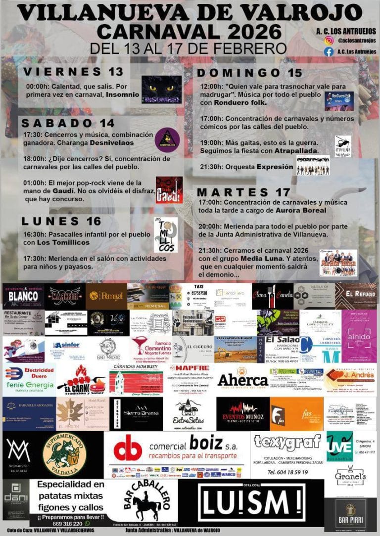 Lee más sobre el artículo CARNAVALES DE VILLANUEVA DE VALROJO, ZAMORA 2026