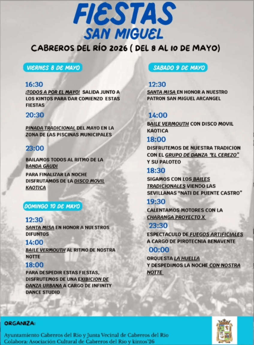 En este momento estás viendo Programa de Fiestas de San Miguel en Cabreros del Río 2026