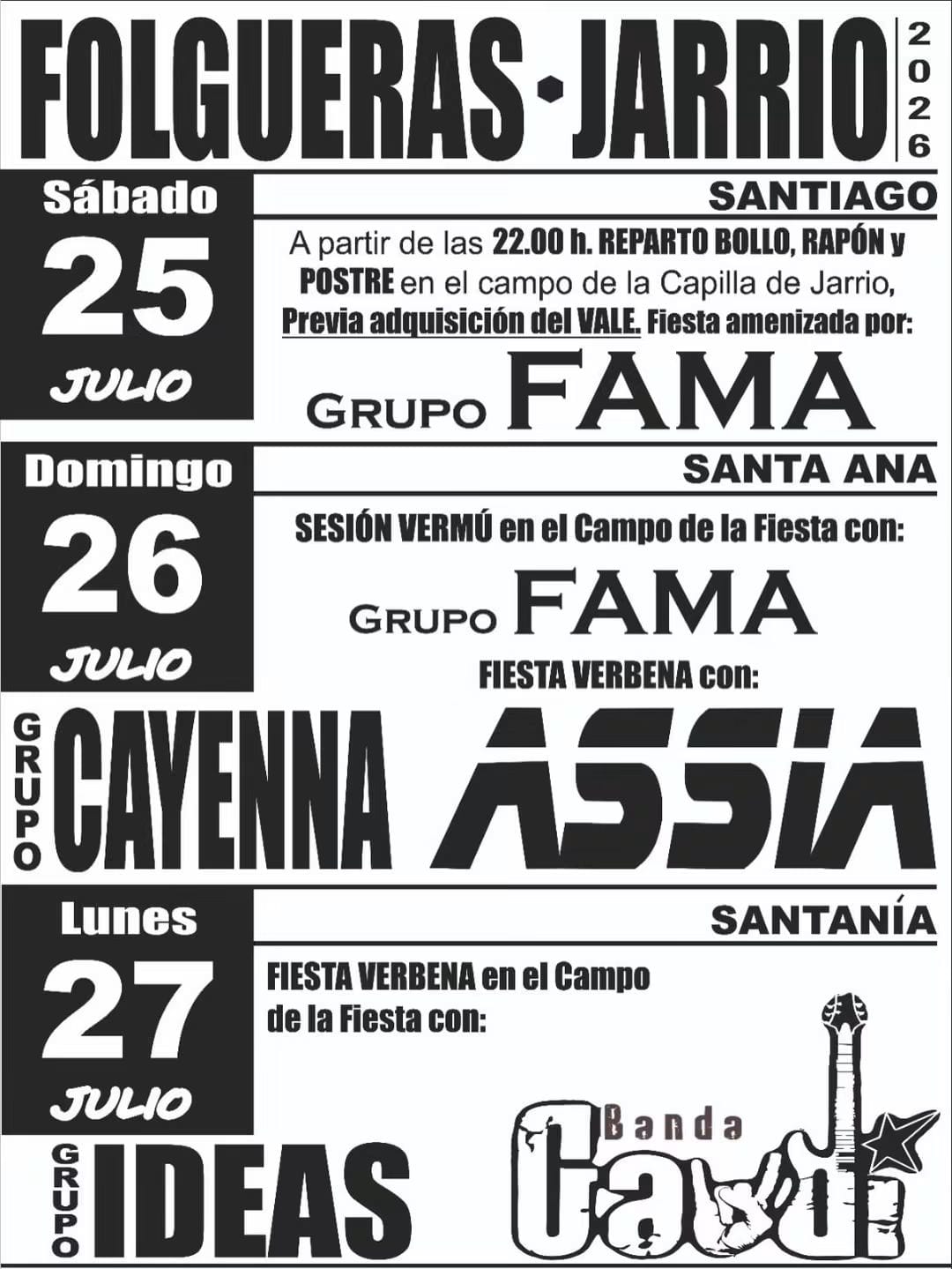 Banda Gaudí en las fiestas de Santiago y Santa Ana de Jarrio, Coaña 2026