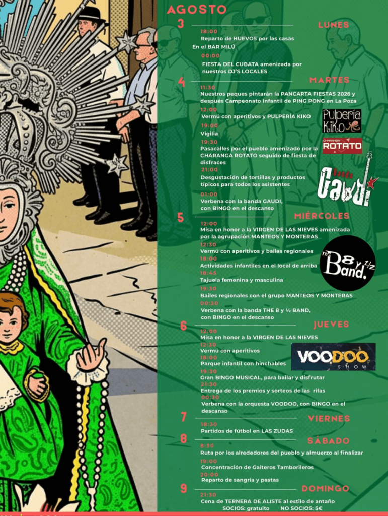 Cartel de las fiestas de La Torre de Aliste 2026 con Banda Gaudí