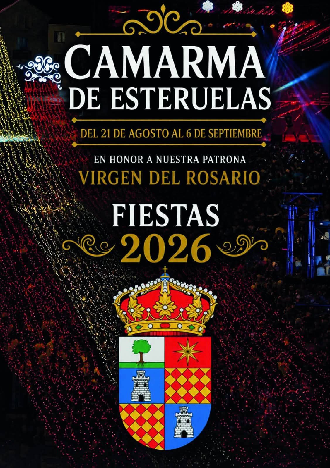 Cartel de las fiestas de Camarma de Esteruelas 2026 con Banda Gaudí