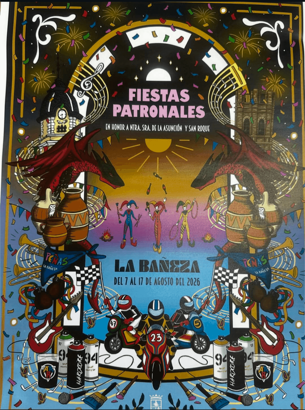 Cartel de las fiestas de La Bañeza 2026, con la verbena del grupo Banda Gaudí
