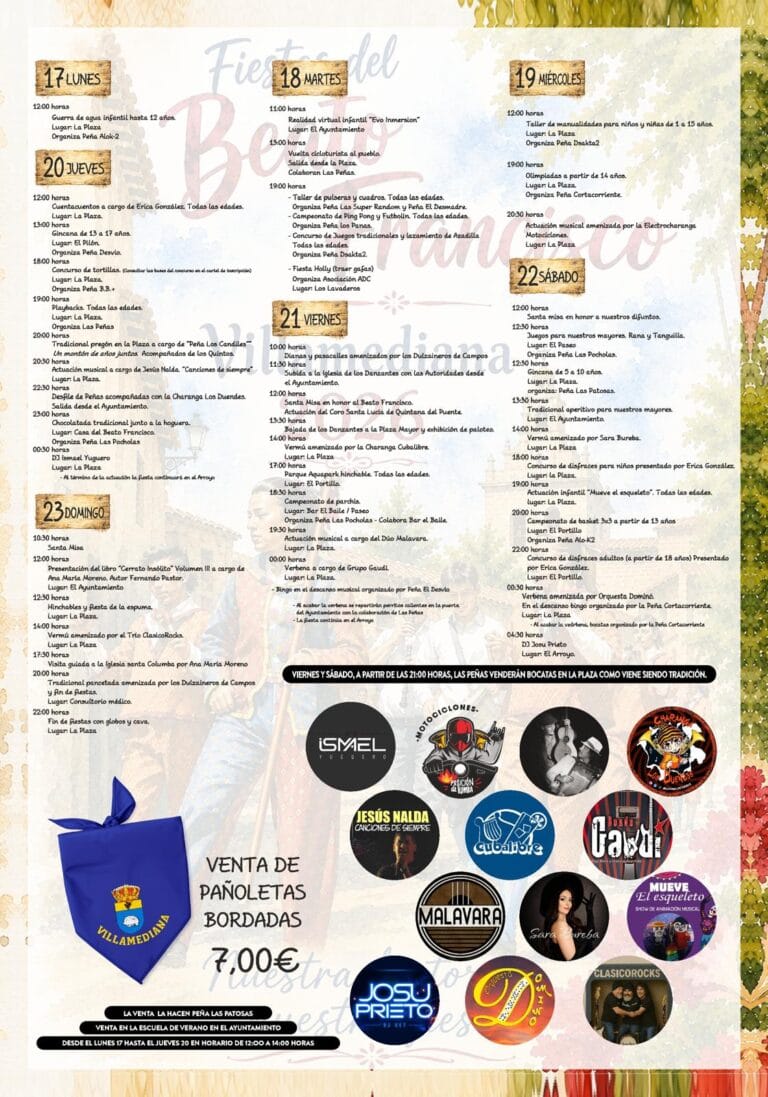 Cartel de las fiestas del Beato Francisco 2026 en Villamediana (Palencia)