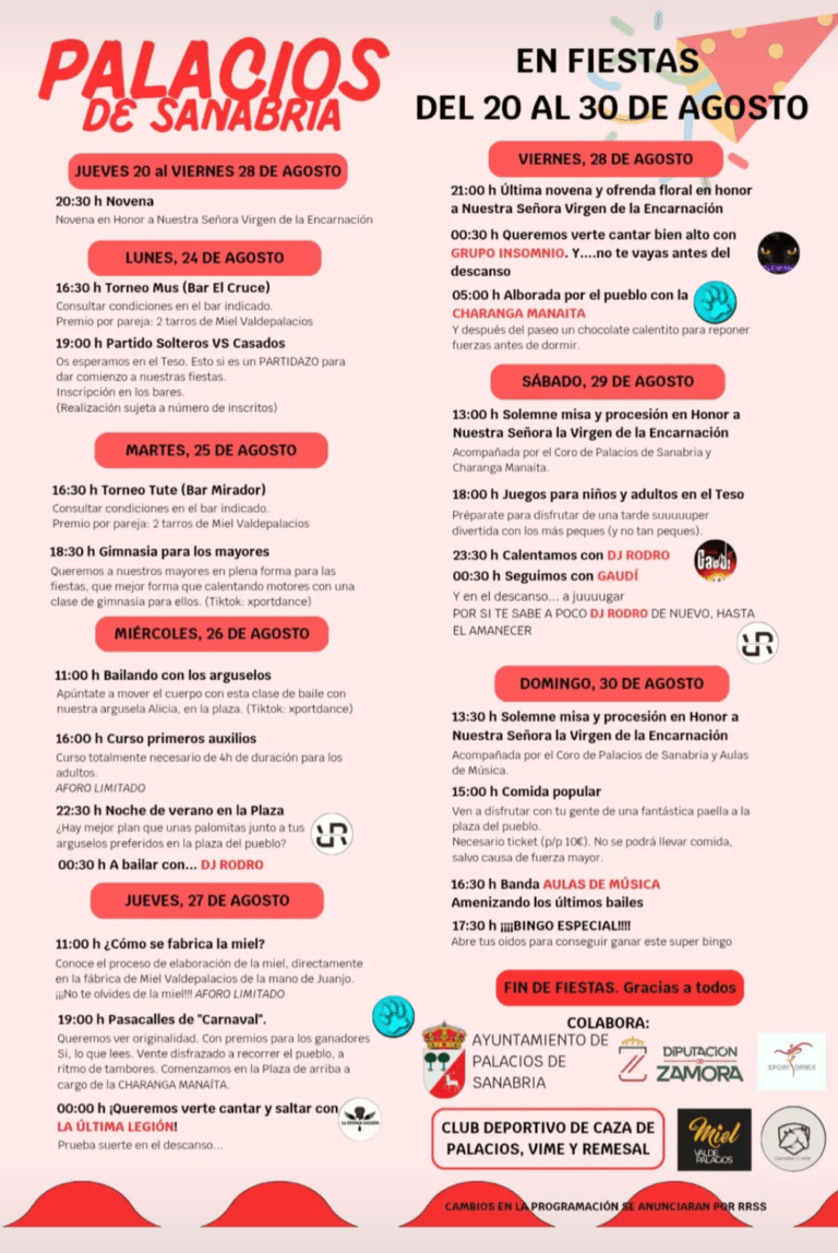 Programa de fiestas de Palacios de Sanabria (Zamora) 2026