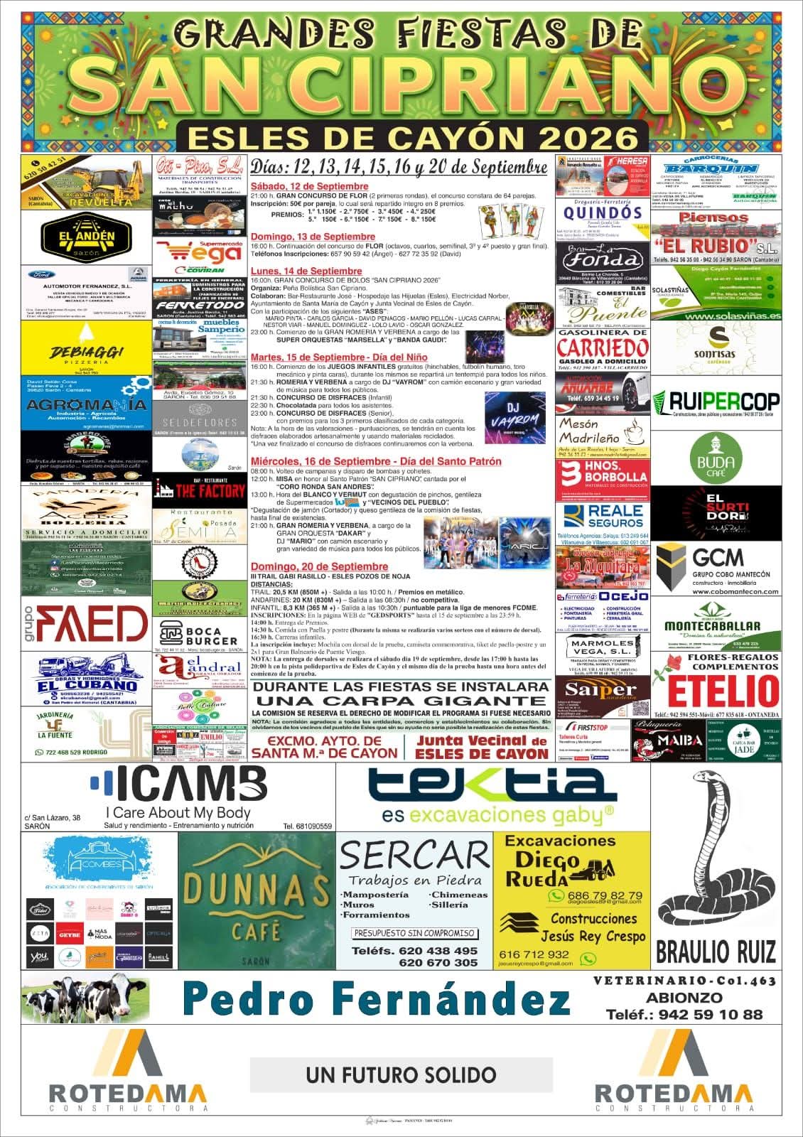Cartel de las fiestas de San Cipriano de Esles de Cayón 2026 con el grupo Banda Gaudí