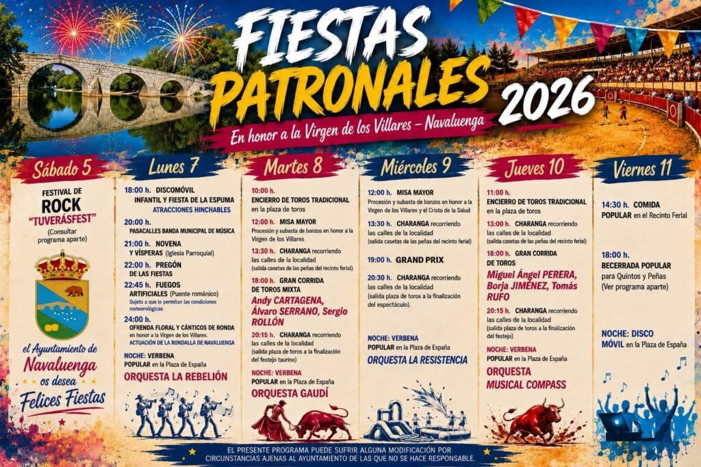 Cartel de las fiestas patronales de Navaluenga (Ávila) 2026