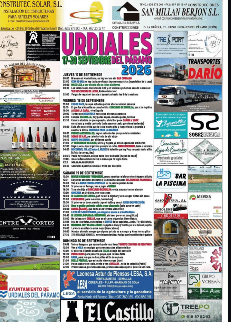 Cartel de las fiestas de San Cipriano en Urdiales del Páramo 2026
