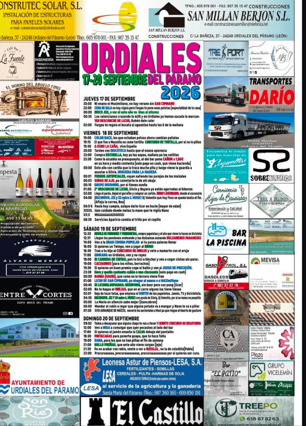 Cartel de las fiestas de San Cipriano en Urdiales del Páramo 2026