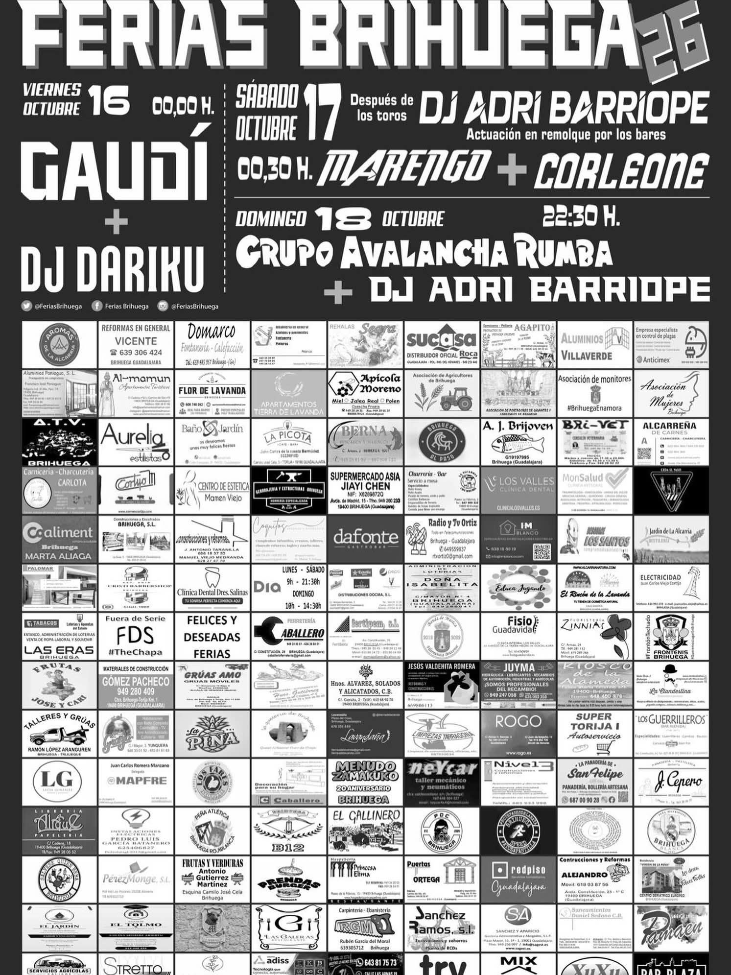 Cartel de las Ferias de Brihuega 2026 con Banda Gaudí